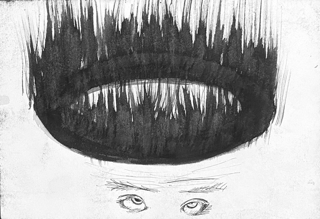 crystal wei, "ringhead," ink on paper, 2004